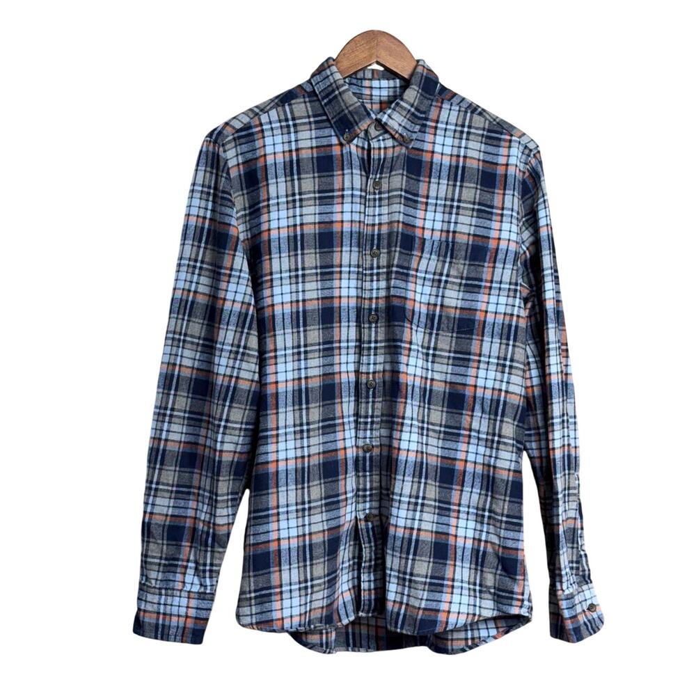 St Johns Plaid Button-Down Cotton Long Sleeve Shirt - Sz M